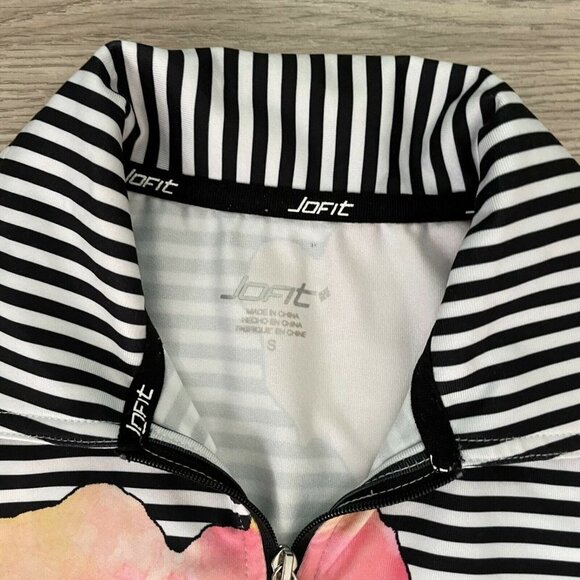 JOFIT $86 Black & White Floral 1/4 Zip Activewear Athletic Stretch Top Size XS - Picture 3 of 6